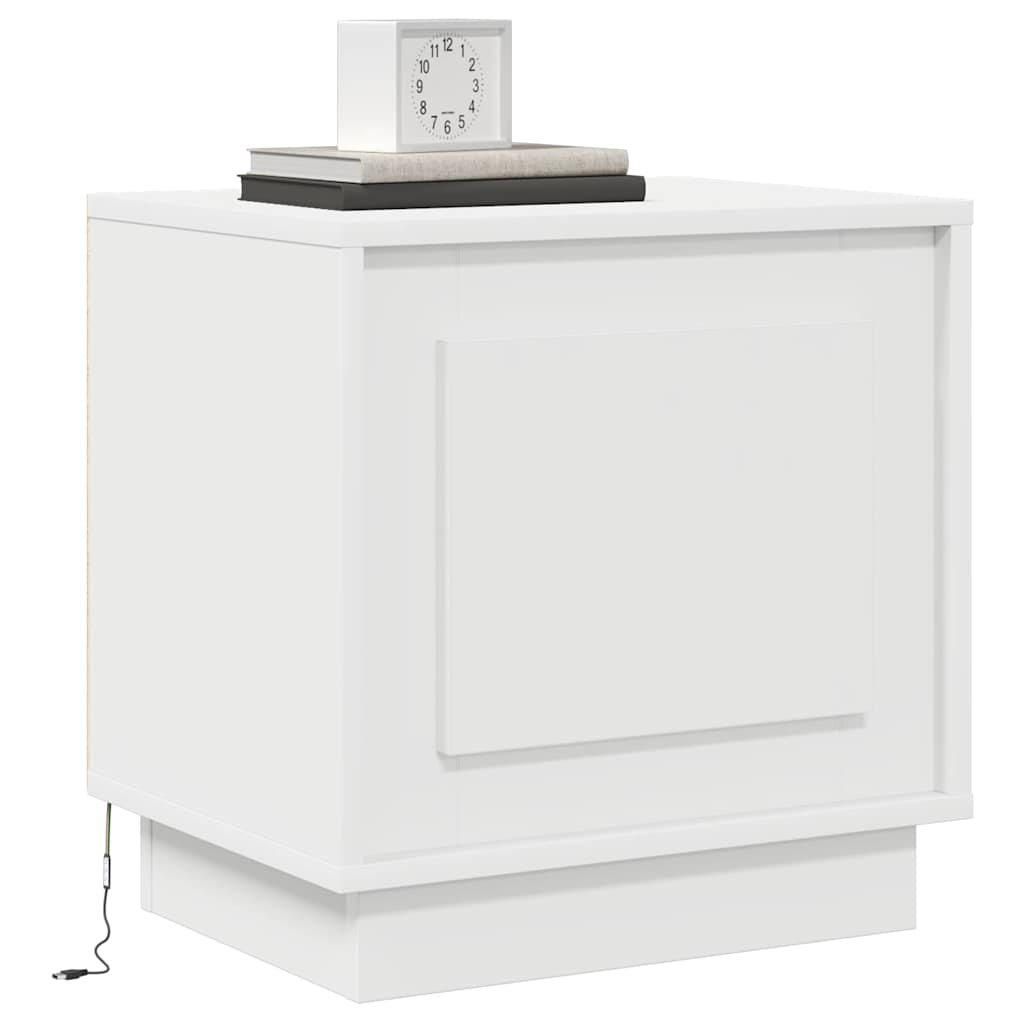 Bedside Cabinet with White 44 x 34.5 x 45 cm Engineered wood